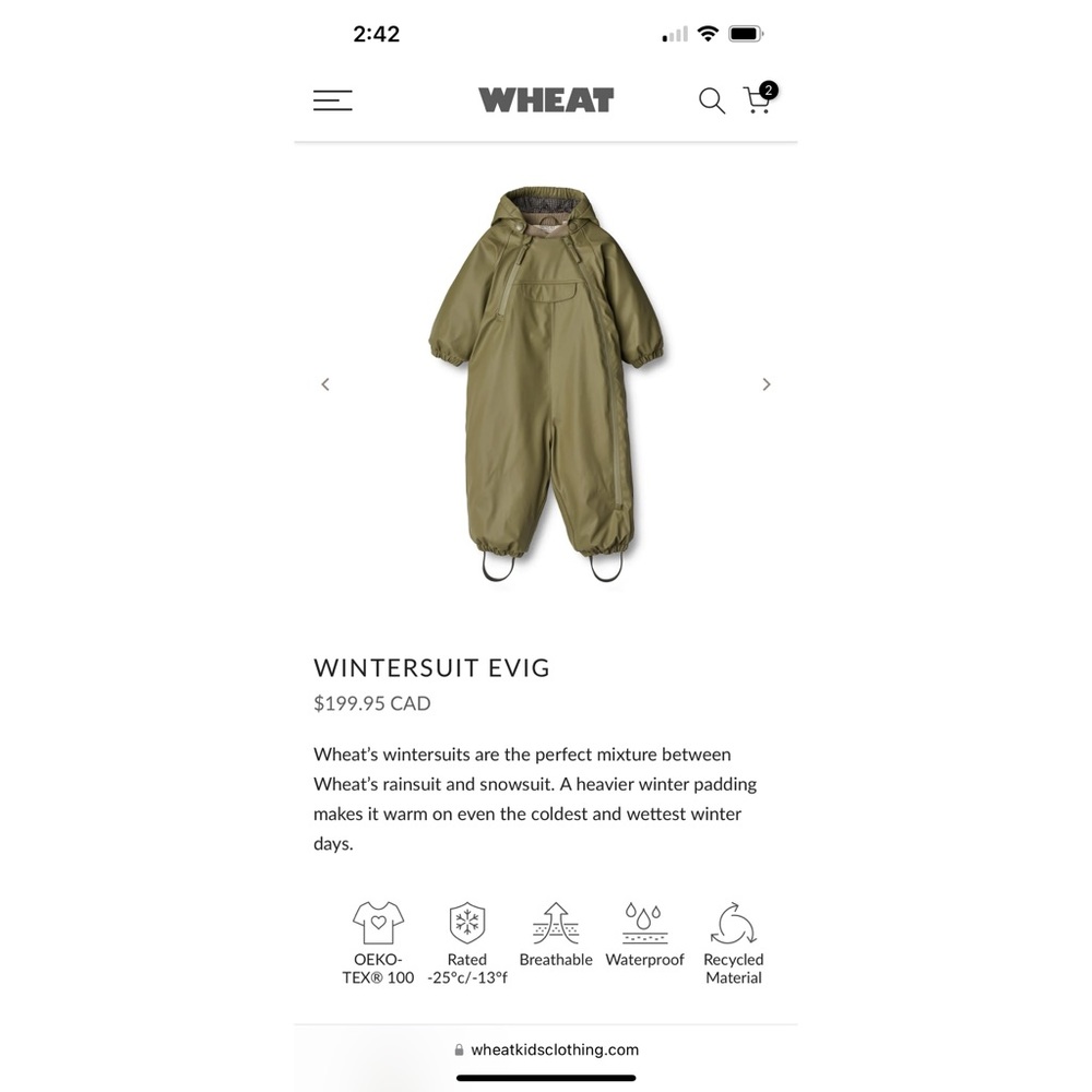 NWT WHEAT Wintersuit - Size 2T - Picture 5 of 7